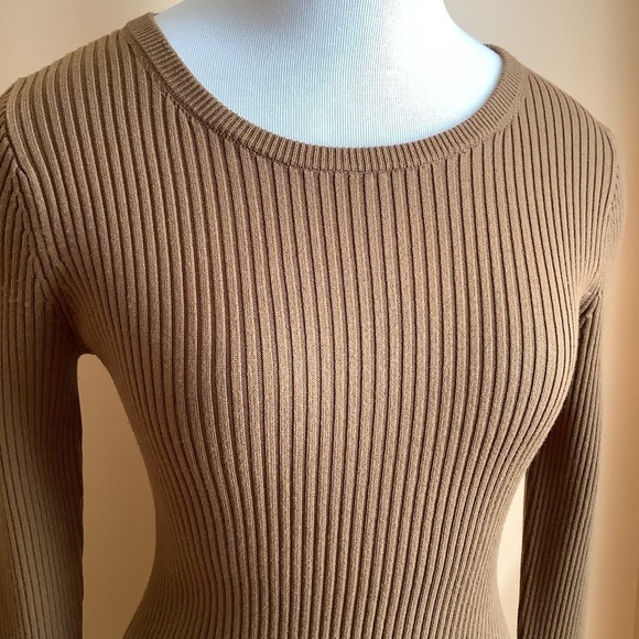 ARITZIA BABATON Camel Streep Dress Maxi Ribbed Knit - Picture 5 of 11